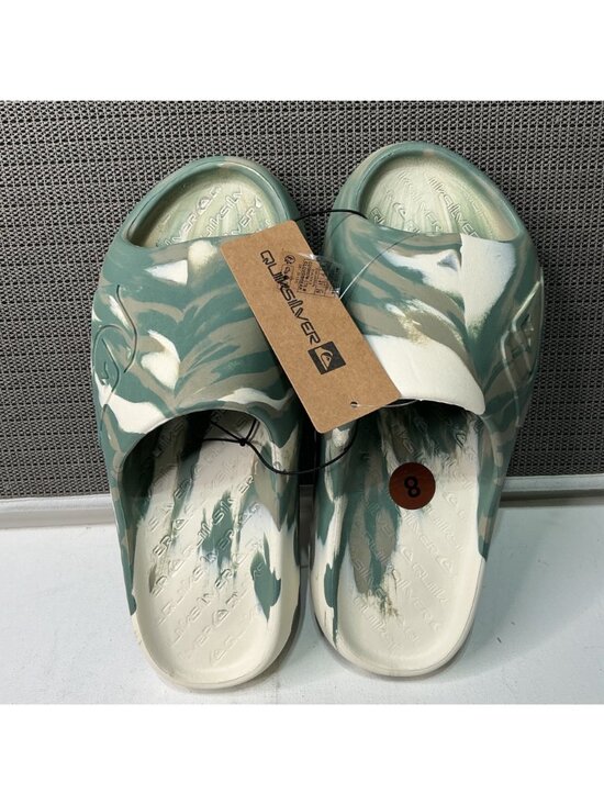 Quiksilver Men\'s Cloud Break Slides Camouflage Green & Beige Size 8 Sandals